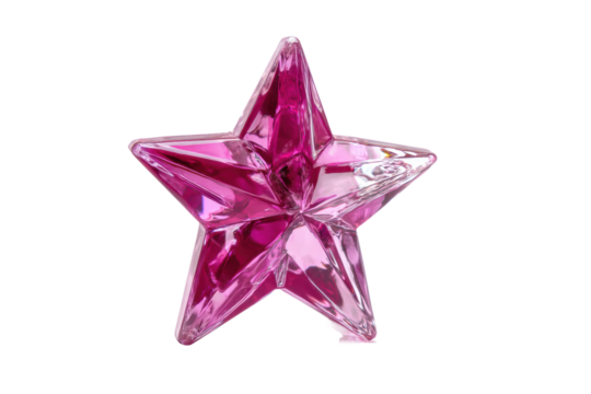 Shiny pink transparent glass star ornament on white background, cut out - Powered by Adobe