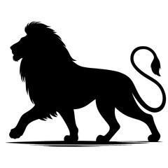 Majestic lion walking silhouette
