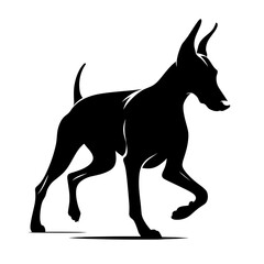 Fototapeta premium Doberman dog walking silhouette illustration