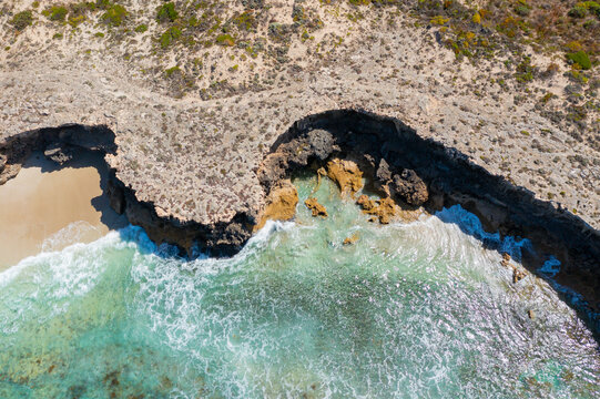 Eroded clifs along a rugged coastline