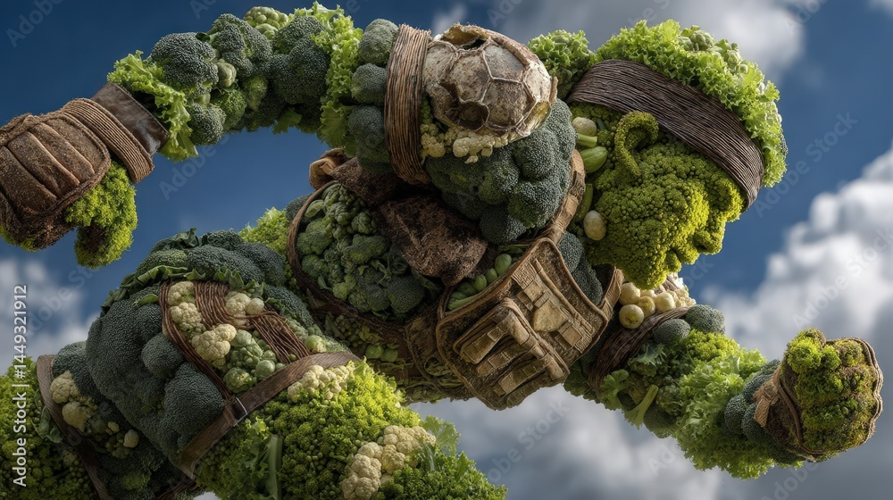 Poster Adorable stuffed bear made entirely of broccolis representing a whimsical and unique approach to playful toy design and fun