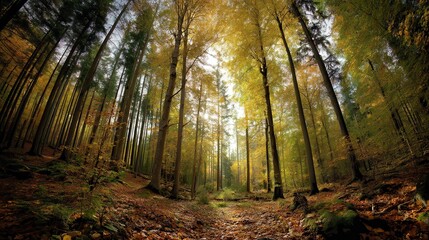 Obraz premium Golden Autumn Forest Serene Nature Photography