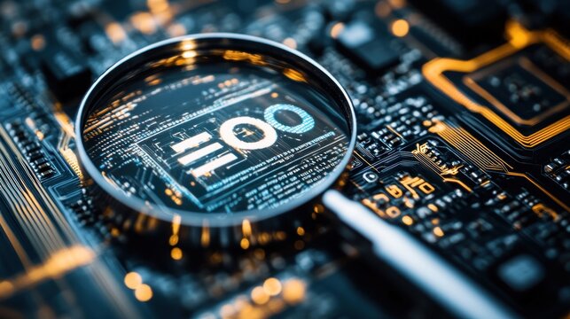 Magnifying Glass Over EOO on Circuit Board: Unveiling the Mysteries of Digital Technology