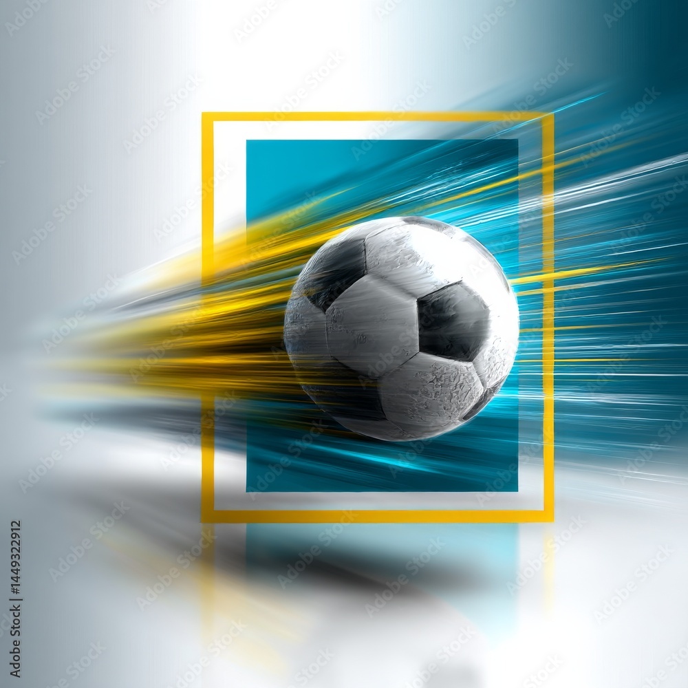 Poster dynamic soccer ball motion blur: a geometric abstract depicting speed and energy