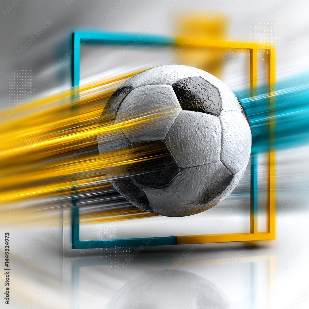 Poster Soccer Speed: An Abstract Representation of the Beautiful Game with Dynamic Motion Lines and Geometric Framing