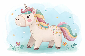 Fototapeta premium watercolor-illustration-of-cute-horse-doll--perfec