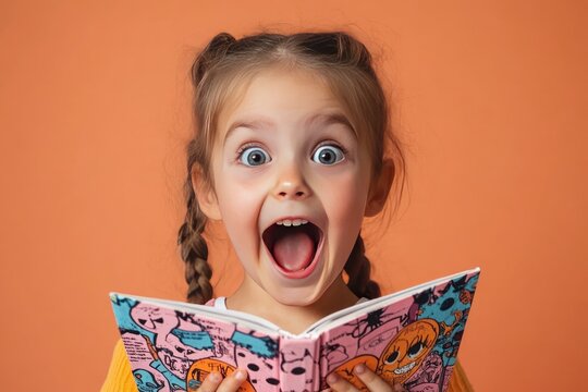 Child learning to read with phonics book, isolated