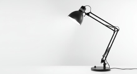 Adjustable Black Desk Lamp - Modern black desk lamp with adjustable arm, providing focused illumination for work or study. Sleek design, perfect for modern interiors