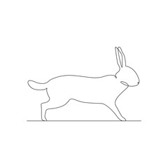 Rabbit animal one line drawing art outline pro vector illustration and minimalistic