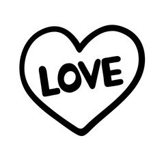 heart with love text candy style silhouette on transparent background for web and graphic design