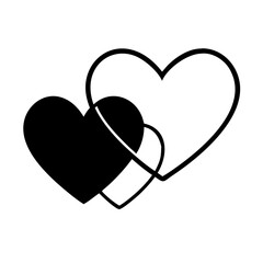 interlocked hearts silhouette on transparent background for web and graphic design