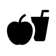 apple and drink healthy habits silhouette on transparent background for web and graphic design