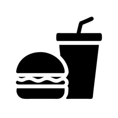 burger and soda silhouette on transparent background for web and graphic design