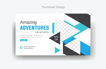 travel video thumbnail design, abstract banner design, attractive travel template design vector 