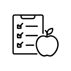 checklist with apple diet plan on transparent background for web and graphic design