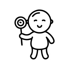 child with lollipop childhood obesity on transparent background for web and graphic design