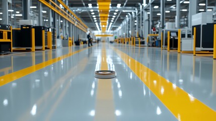 Doublesided tape being used to bond panels in a sleek, modern factory