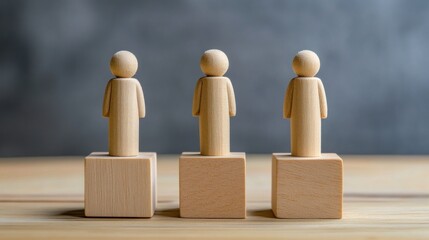 Wooden Figures on Pedestals: A Metaphor for Equality, Competition, or Teamwork