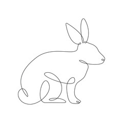 Rabbit animal one line drawing art outline pro vector illustration and minimalistic
