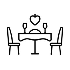 dinner date setup on transparent background for web and graphic design