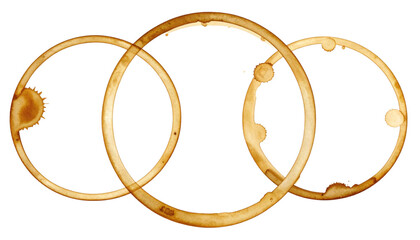 Artistic Illustration of Coffee Stains on White Background