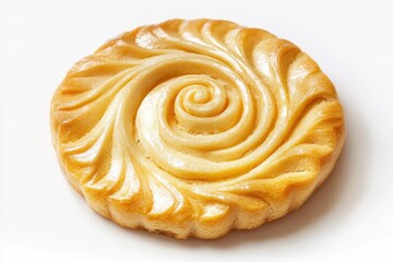 Fototapeta premium Golden pastry swirl on white