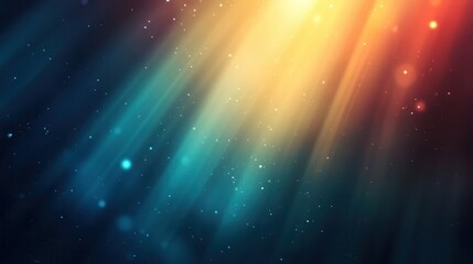 Abstract light beams radiating from a dark background