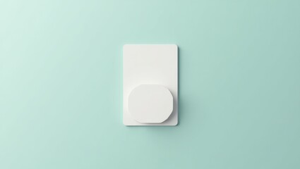 Magsafe Sticker. Magnetic connection. Isolated background, copyspace.. Small white magnetic connector serves as symbol of connection and stability in serene green space.