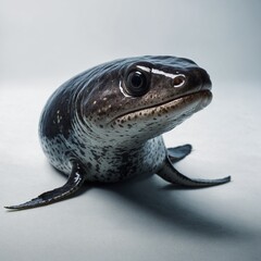 Fototapeta premium A menacing deep-sea eel against a stark white background.