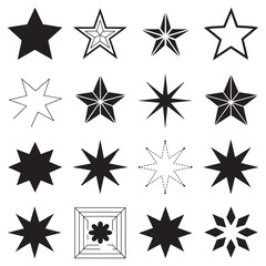 Obraz premium Star vector icons. Stars collection. Star icon. Stars in modern simple flat style. Black stars, vector illustration