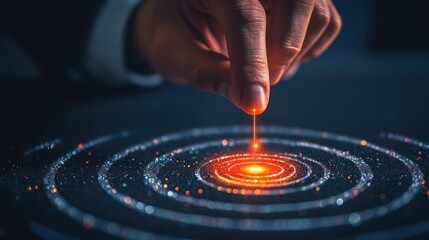 Illuminating Innovation: A Fingertip's Creation of  Concentric Circles of Light and Energy