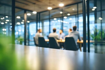 Business Meeting in Modern Office with Blurred Background Elements