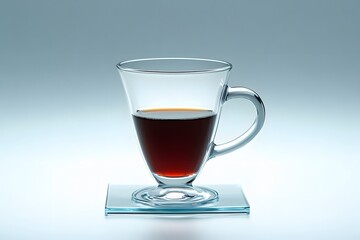Dark Coffee in Elegant Glass Mug on Glass Coaster