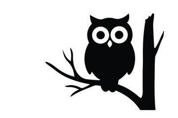 Fototapeta premium Silhouette of an owl perched on a tree branch