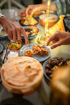 Iftar Food Display with Festive Ramadan Decor