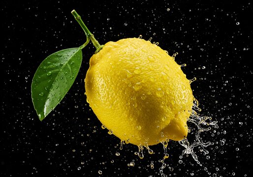 lemon in water splash