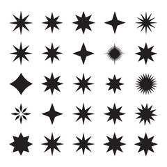 Star vector icons. Stars collection. Star icon. Stars in modern simple flat style. Black stars, vector illustration