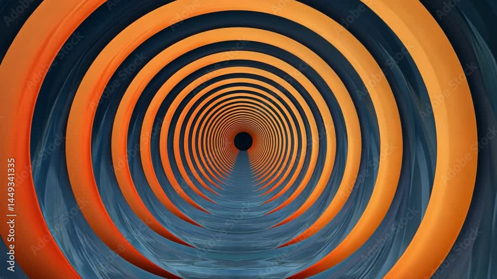 Poster mesmerizing abstract design of concentric circles in vibrant orange and deep blue, creating sense of