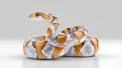 Obraz premium Small snake coiled, light orange and white scales