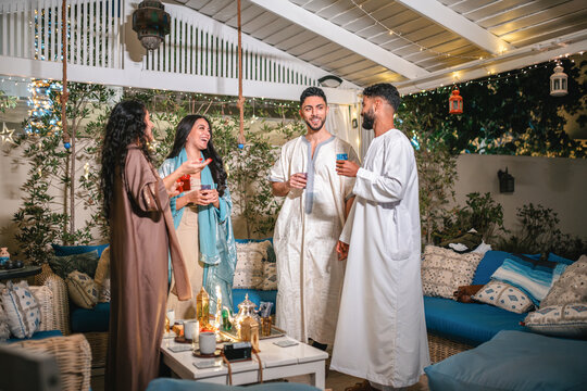 Close Friends having Moroccan tea during Iftar - Powered by Adobe