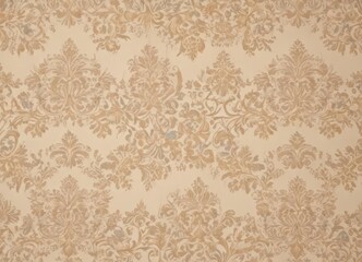 Elegant damask floral pattern on beige background, textile, classic