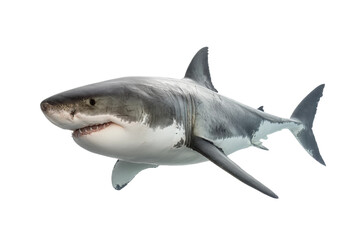 Great white shark isolated on black background showcasing majestic predator, cut out