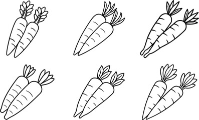 Set of carrots vegetable outline vector illustration outline