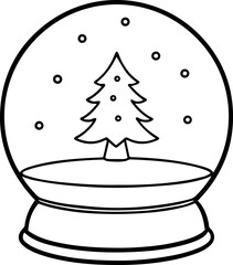 Christmas snow globe outline vector illustration outline