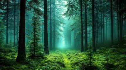 Naklejka premium Misty forest path