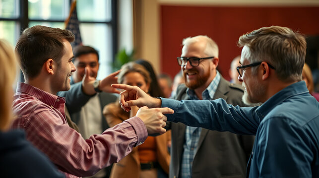 A scene of people pointing fingers to insult someone