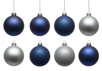 Elegant Blue Silver Christmas Ornaments Festive Holiday Decorations Winter Season Baubles New Year