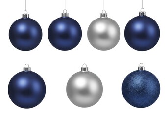 Elegant Silver Blue Christmas Ornaments Festive Decorations Winter Holiday Baubles Shiny Balls Gift