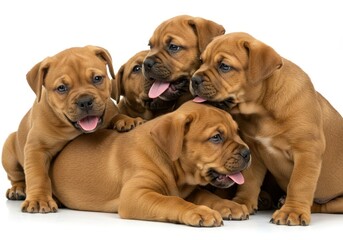 Obraz premium Adorable Brown Puppies Playing Together Cute Dog Friends Happy Family Pet Animals fun dogs love