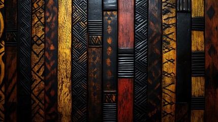 African inspired textured wood panel design